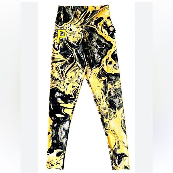MLB Pittsburgh Pirates Swirl Leggings Yoga Pants Genuine Merchandise M Baseball - Picture 1 of 11